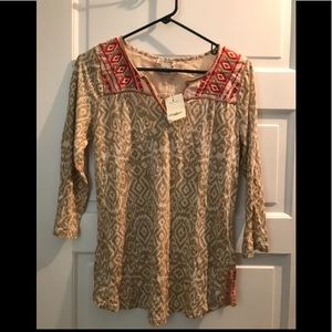 Brown and black tribal print cardigan